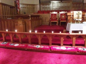 The fire prayer station after everyone's flames were burning.